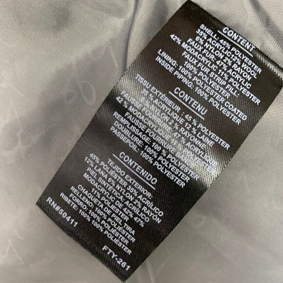 Kensie Winter Coat Medium Faux Fur Removable Hood Gray NWT - Picture 9 of 12